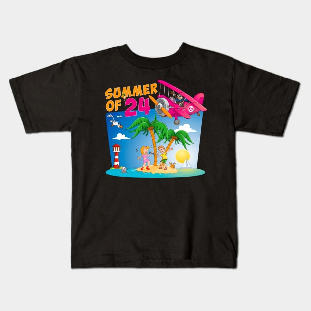 The summer of 2024 - funny and colourful illustration Kids T-Shirt by Stefs-Red-Shop